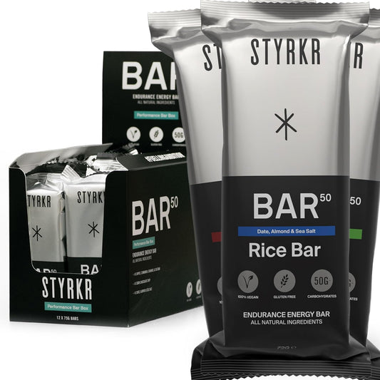 STYRKR Energy Bars -  for Cycling & Running - Apple, Cinnamon & Caramel Flavour - Approved by Endurance Athletes - 50g of Carbs via Advanced Dual-Carb Formulation - BAR50