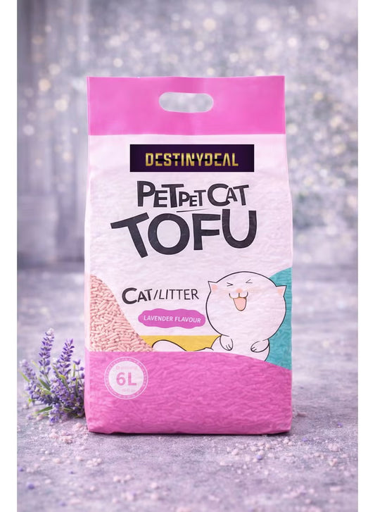 DestinyDeal Tofu Cat Litter 6L, Natural Plant-Based, Fast Clumping, Low Dust, Strong Odor Control with Lavender Fragrance
