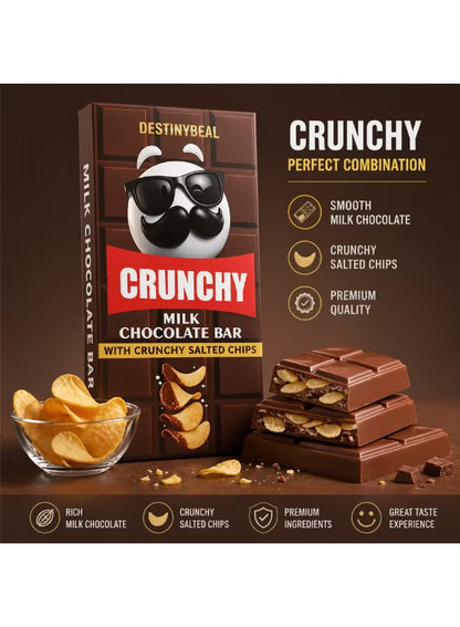 Destinydeal Chipsy Dubai Chocolate 160g – Milk Chocolate Bar with Crunchy Salted Chips Sweet & Salty Snack