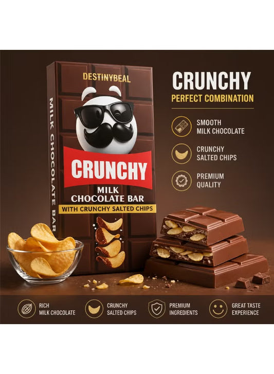 Destinydeal Chipsy Dubai Chocolate 160g – Milk Chocolate Bar with Crunchy Salted Chips Sweet & Salty Snack
