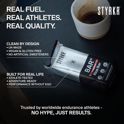 STYRKR Energy Bars -  for Cycling & Running - Apple, Cinnamon & Caramel Flavour - Approved by Endurance Athletes - 50g of Carbs via Advanced Dual-Carb Formulation - BAR50