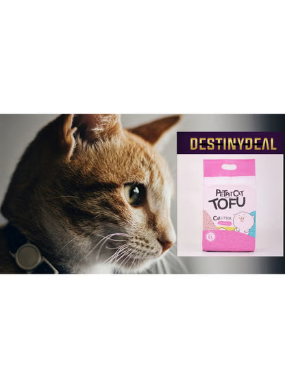 DestinyDeal Tofu Cat Litter 6L, Natural Plant-Based, Fast Clumping, Low Dust, Strong Odor Control with Lavender Fragrance