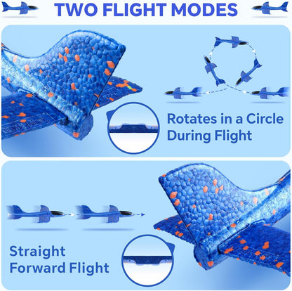 Baytion Airplane Construction Kits, Foam Glider Plane With Launcher Gun for Kids, Two Glider Catapult Planes for Girls and Boys (Blue Gun)