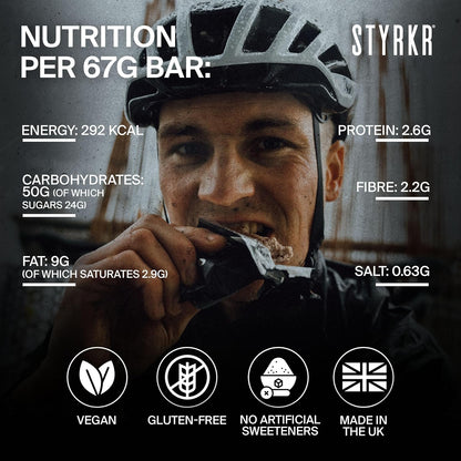 STYRKR Energy Bars -  for Cycling & Running - Apple, Cinnamon & Caramel Flavour - Approved by Endurance Athletes - 50g of Carbs via Advanced Dual-Carb Formulation - BAR50