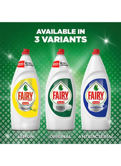 Fairy Plus Lemon Dishwashing Liquid Soap With Alternative Power To Bleach Pack of 2