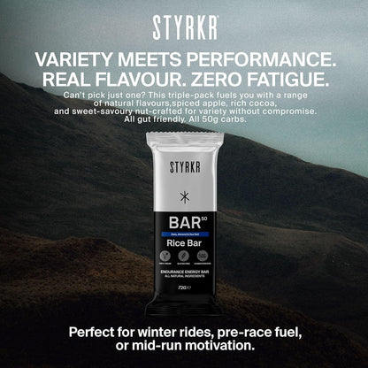 STYRKR Energy Bars -  for Cycling & Running - Date, Almond & Dark Chocolate - Approved by Endurance Athletes - 50g of Carbs via Advanced Dual-Carb Formulation - BAR50