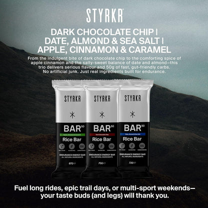 STYRKR Energy Bars -  for Cycling & Running - Apple, Cinnamon & Caramel Flavour - Approved by Endurance Athletes - 50g of Carbs via Advanced Dual-Carb Formulation - BAR50