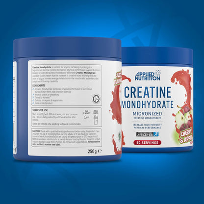 Applied Nutrition Creatine Flavoured - Creatine Monohydrate Micronized Powder with Flavour, Increases High-Intensity Physical Performance (250g - 50 Servings) (Cherry & Apple)