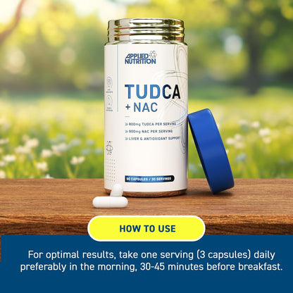 Applied Nutrition TUDCA + NAC Capsules - Tauroursodeoxycholic Acid, Liver Support Supplement Enhances Bile Production, Boosts Digestion and Immune System Support (90 Capsules - 30 Servings)