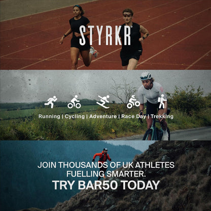 STYRKR Energy Bars -  for Cycling & Running - Apple, Cinnamon & Caramel Flavour - Approved by Endurance Athletes - 50g of Carbs via Advanced Dual-Carb Formulation - BAR50